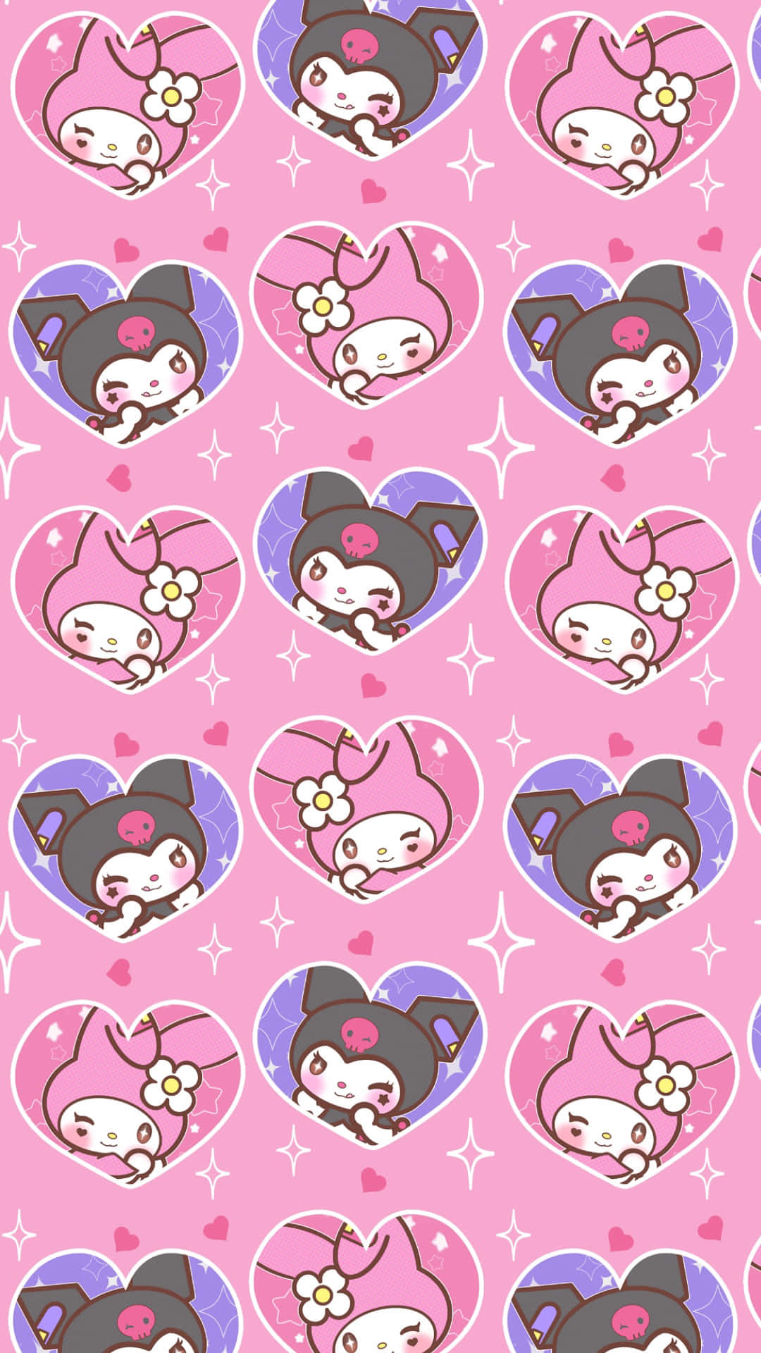 Edgy yet Cute Kuromi Pattern Wallpaper Wallpaper