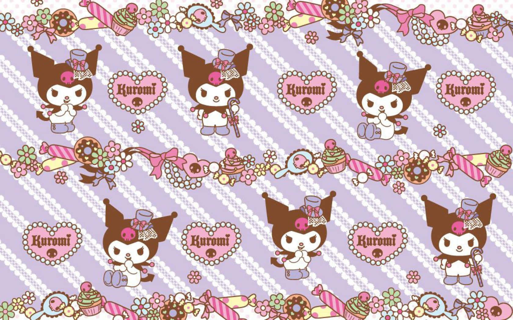 Stijlvolle Kuromi Patroon Wallpaper Achtergrond