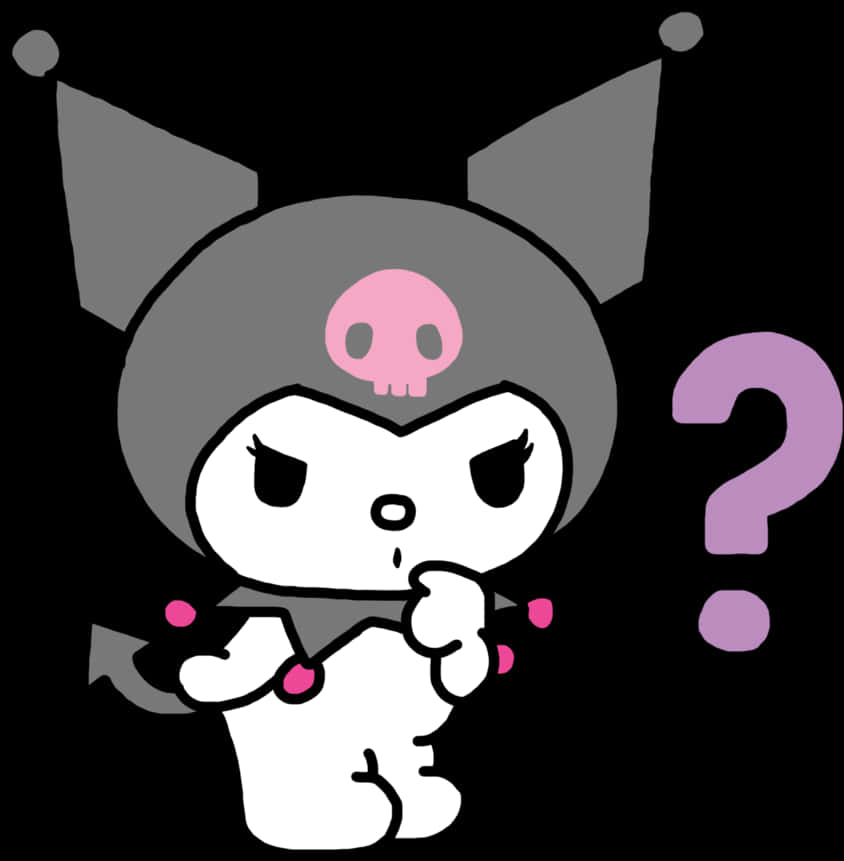 Kuromi Questioning Pose PNG