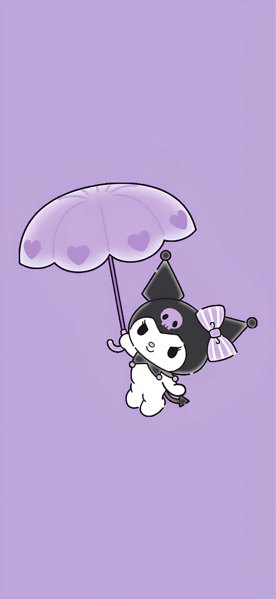 Kuromi Umbrella Purple Background Wallpaper