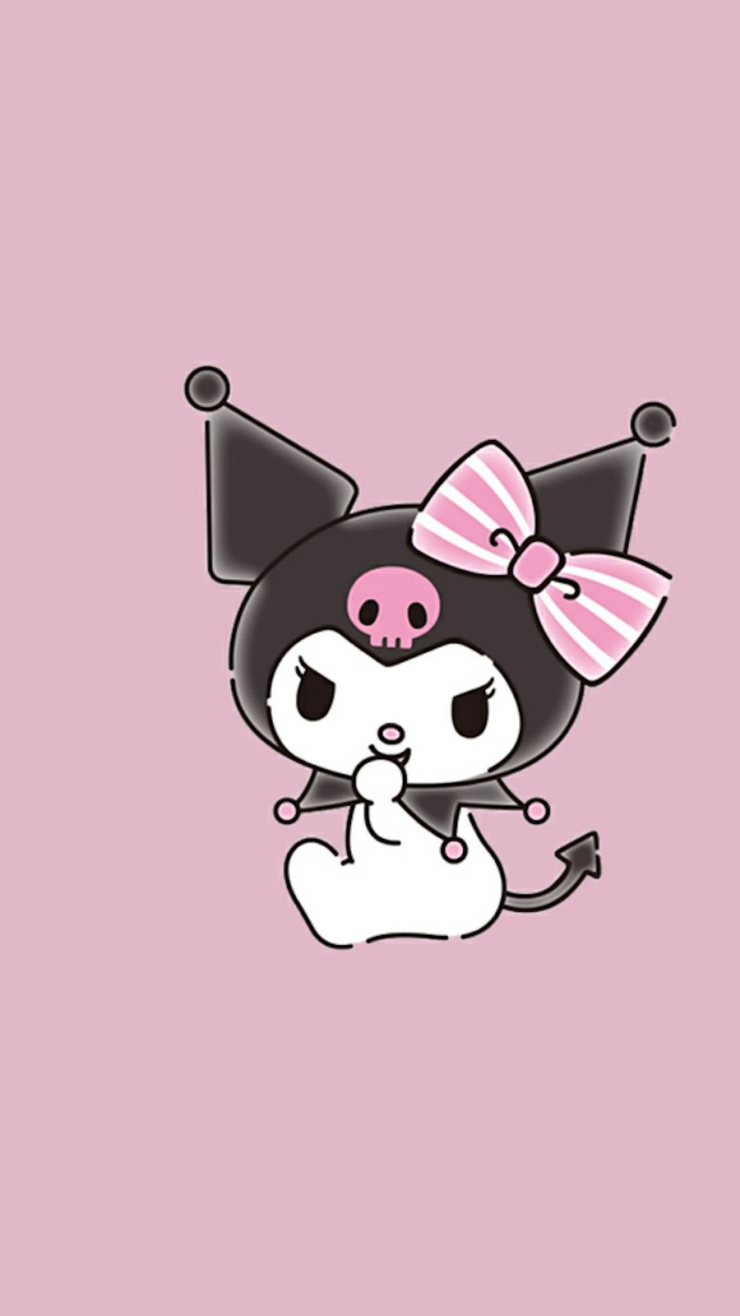 Kuromi With Pink Stripped Bowtie