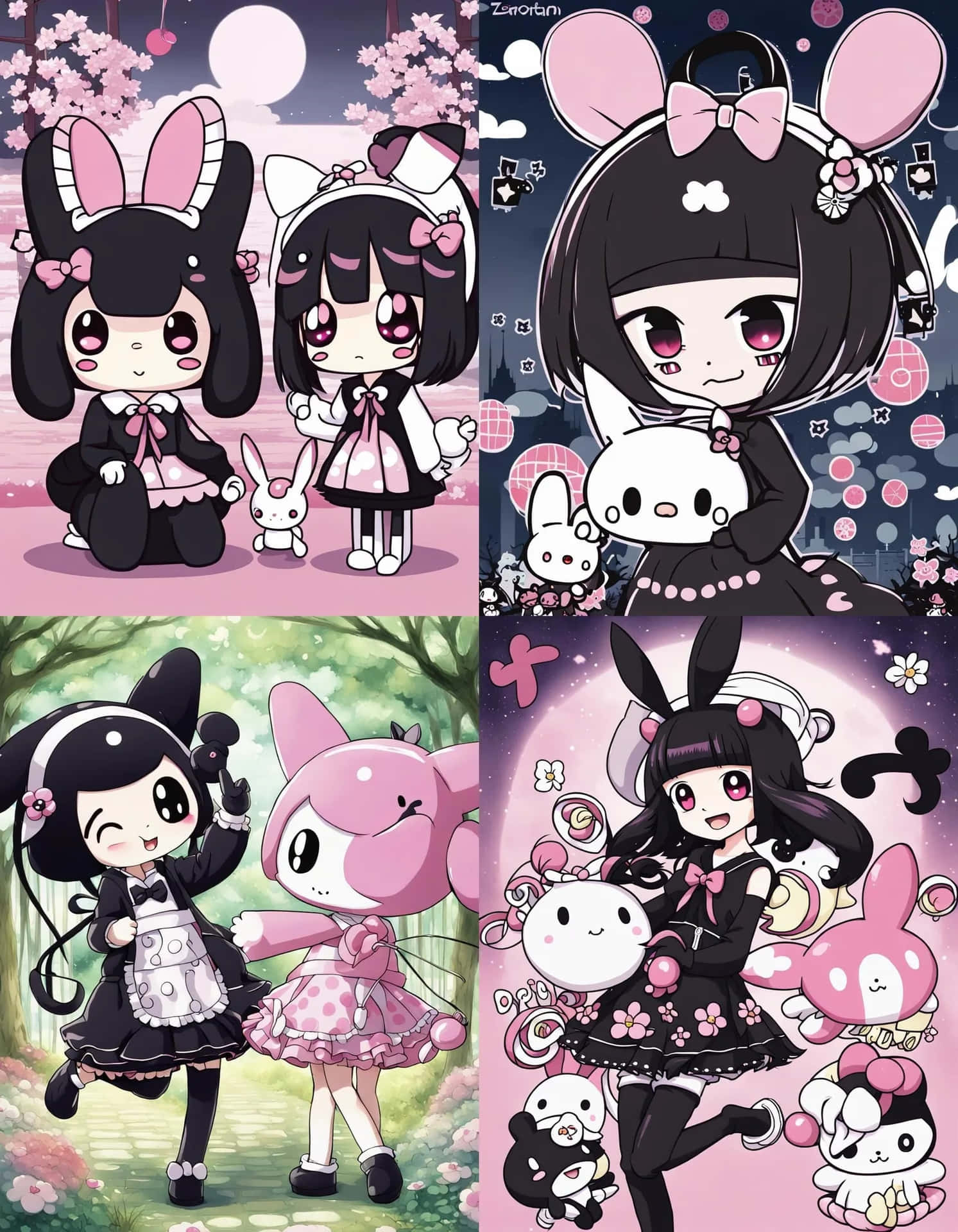 Kuromiand Friends Cute Anime Collage Wallpaper