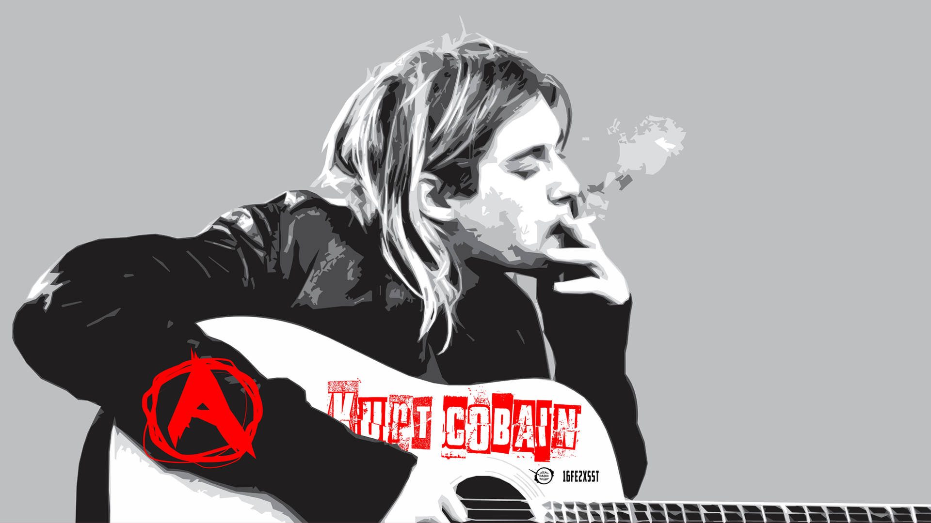 Kurt Cobain Akustisk Kunst Wallpaper