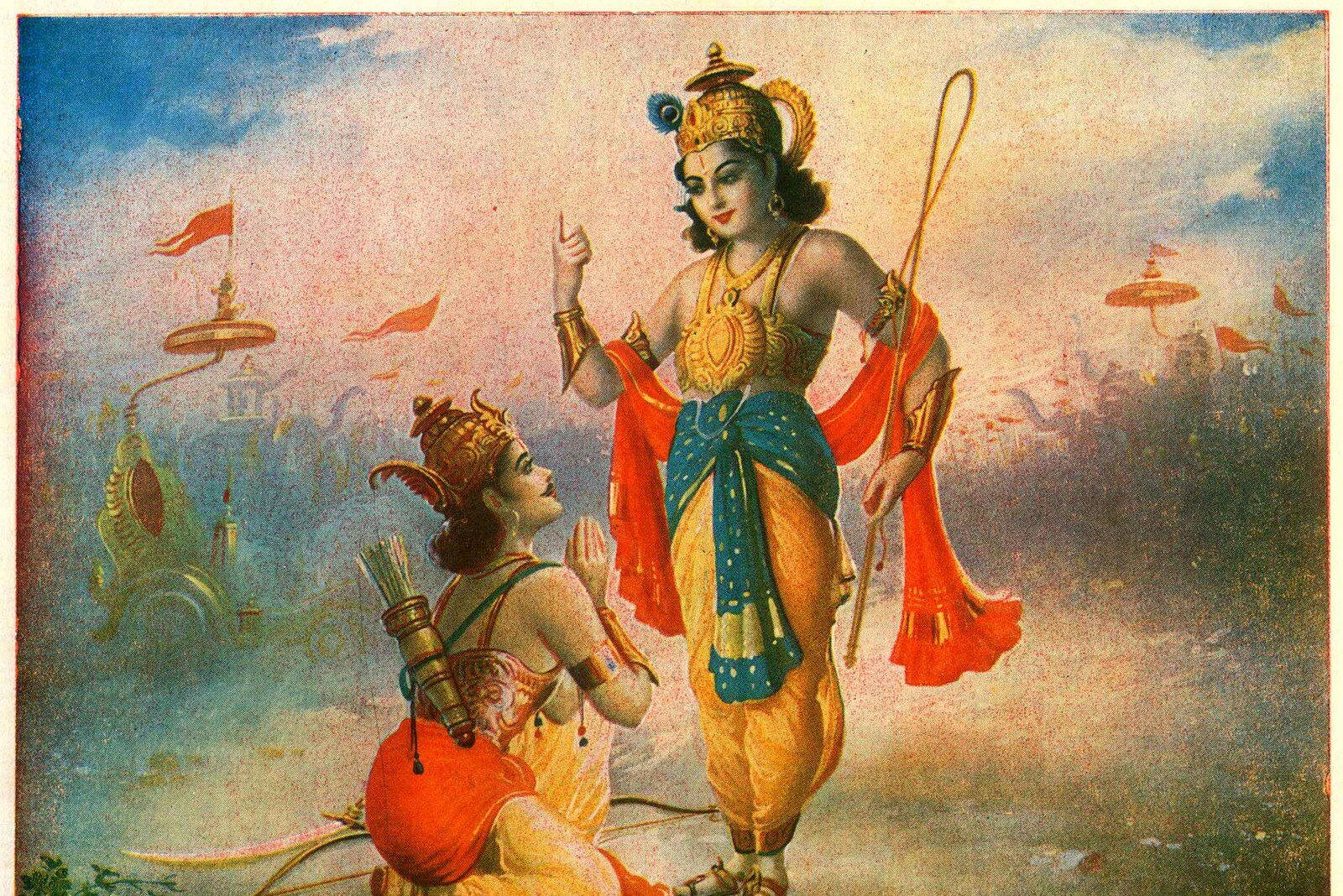 Kurukshetra-kriget Från Bhagavad Gita Wallpaper