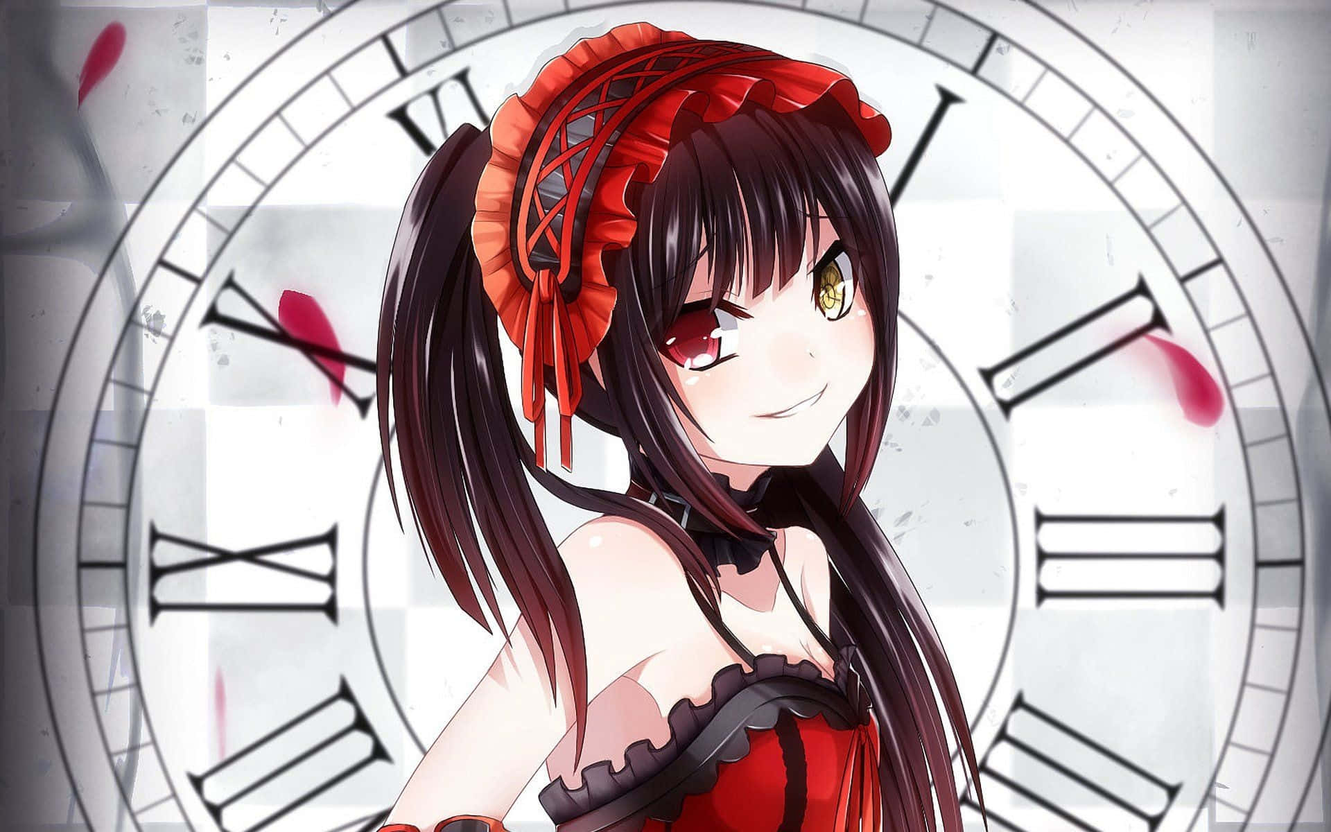 Kurumi Tokisaki Anime Clock Background Wallpaper