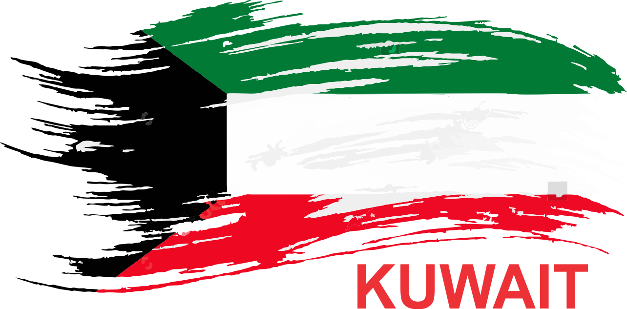 Kuwait Flag Brush Stroke PNG