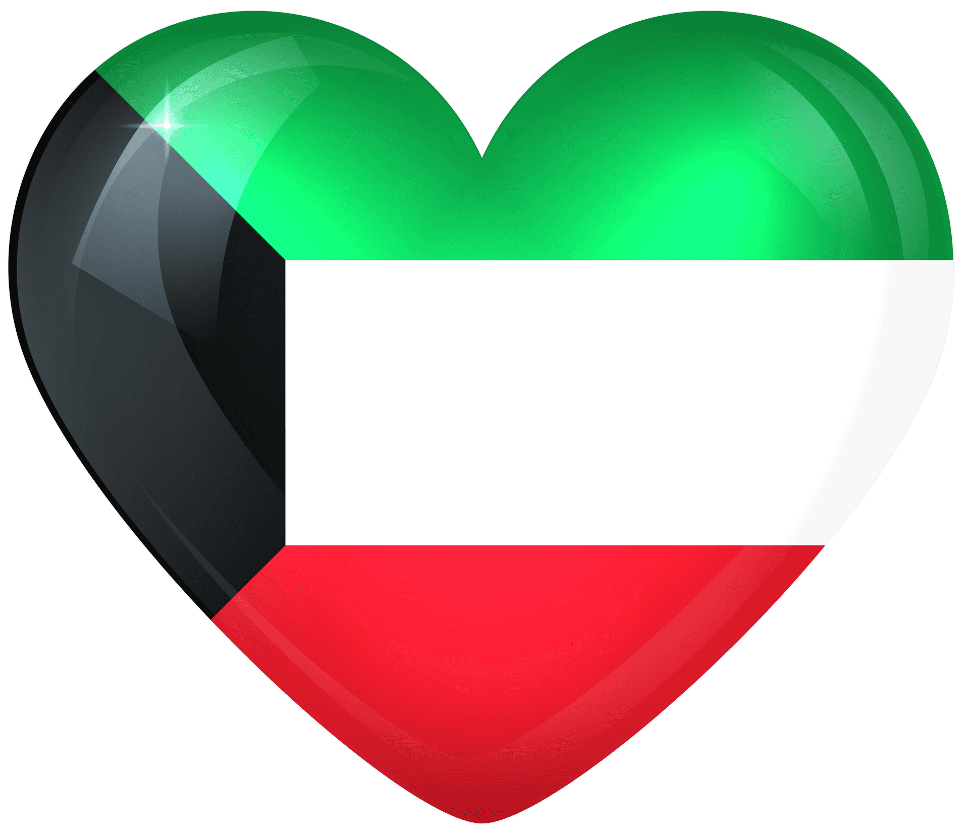 Kuwait Flag Heart Shaped Graphic PNG