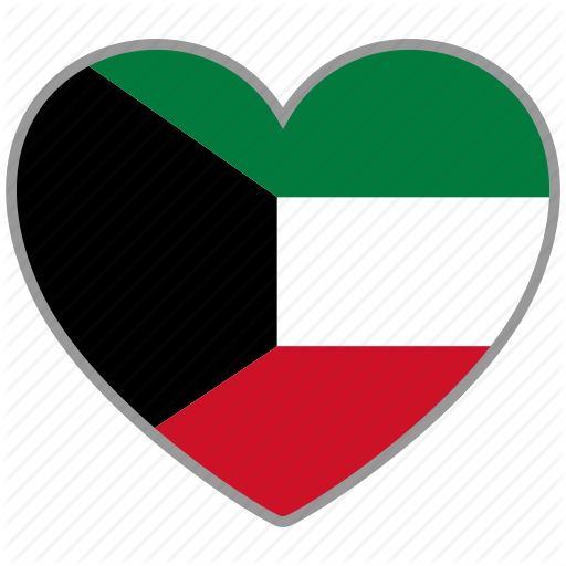 Kuwait Flag Heart Shaped Graphic PNG