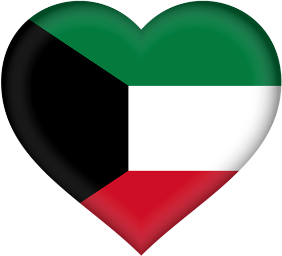 Kuwait Love Heart Flag PNG