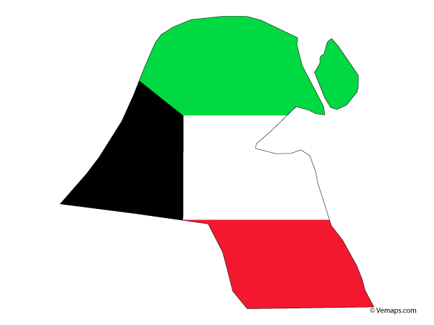 Kuwait Map Outlinewith Flag PNG