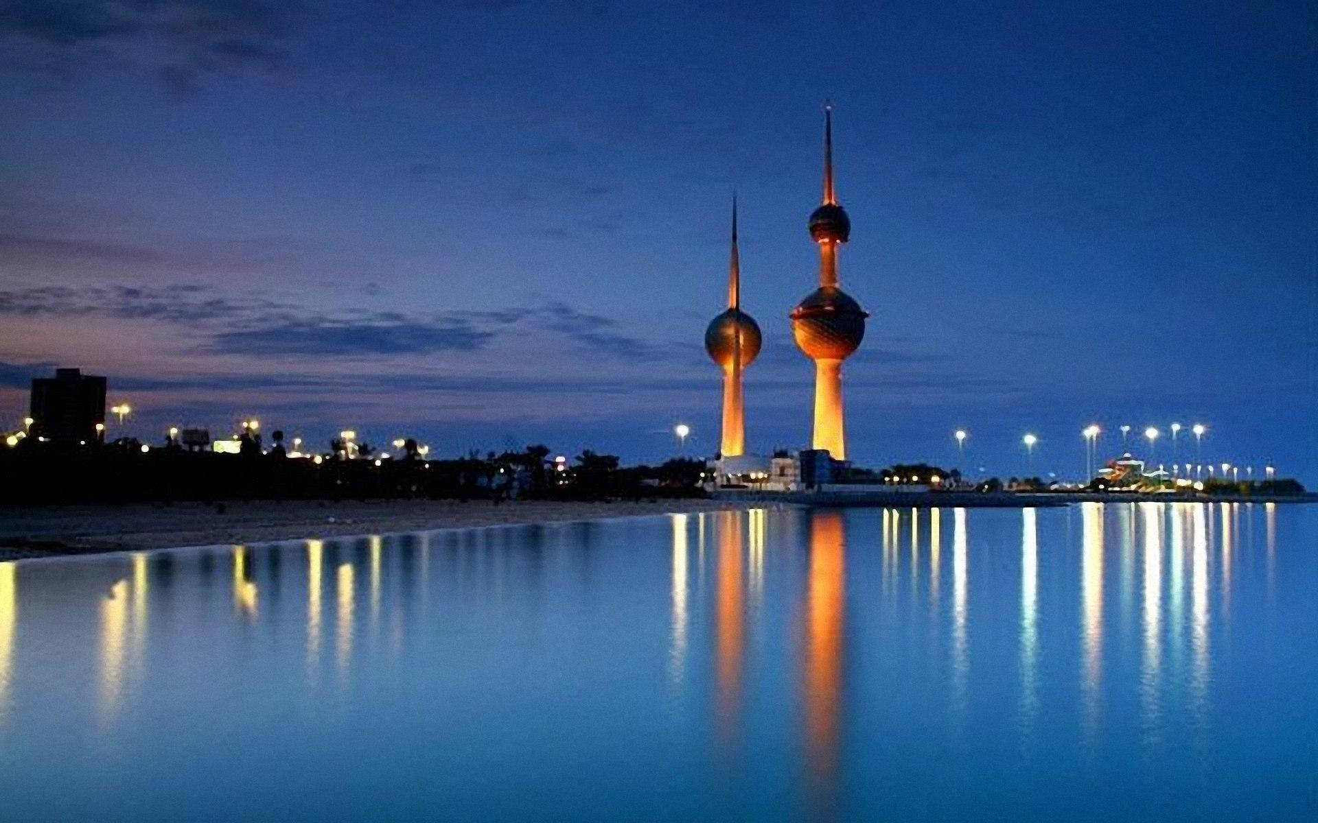 Kuwait Towers Reflected Lights Background