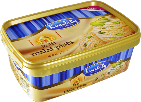 Kwality Malai Pista Kulfi Ice Cream Packaging PNG