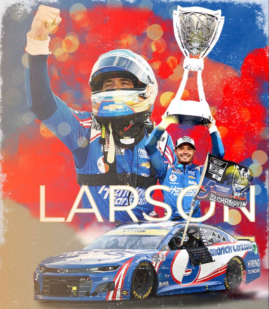 "Kyle Larson victorious with trophy" Wallpaper