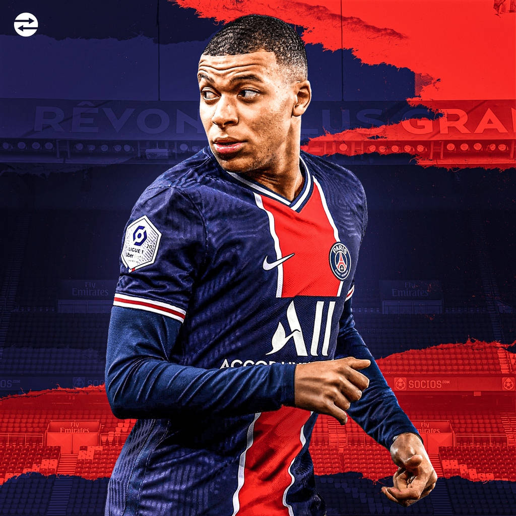 Kylian Mbappe 4k Red And Blue Graphic Art Wallpaper