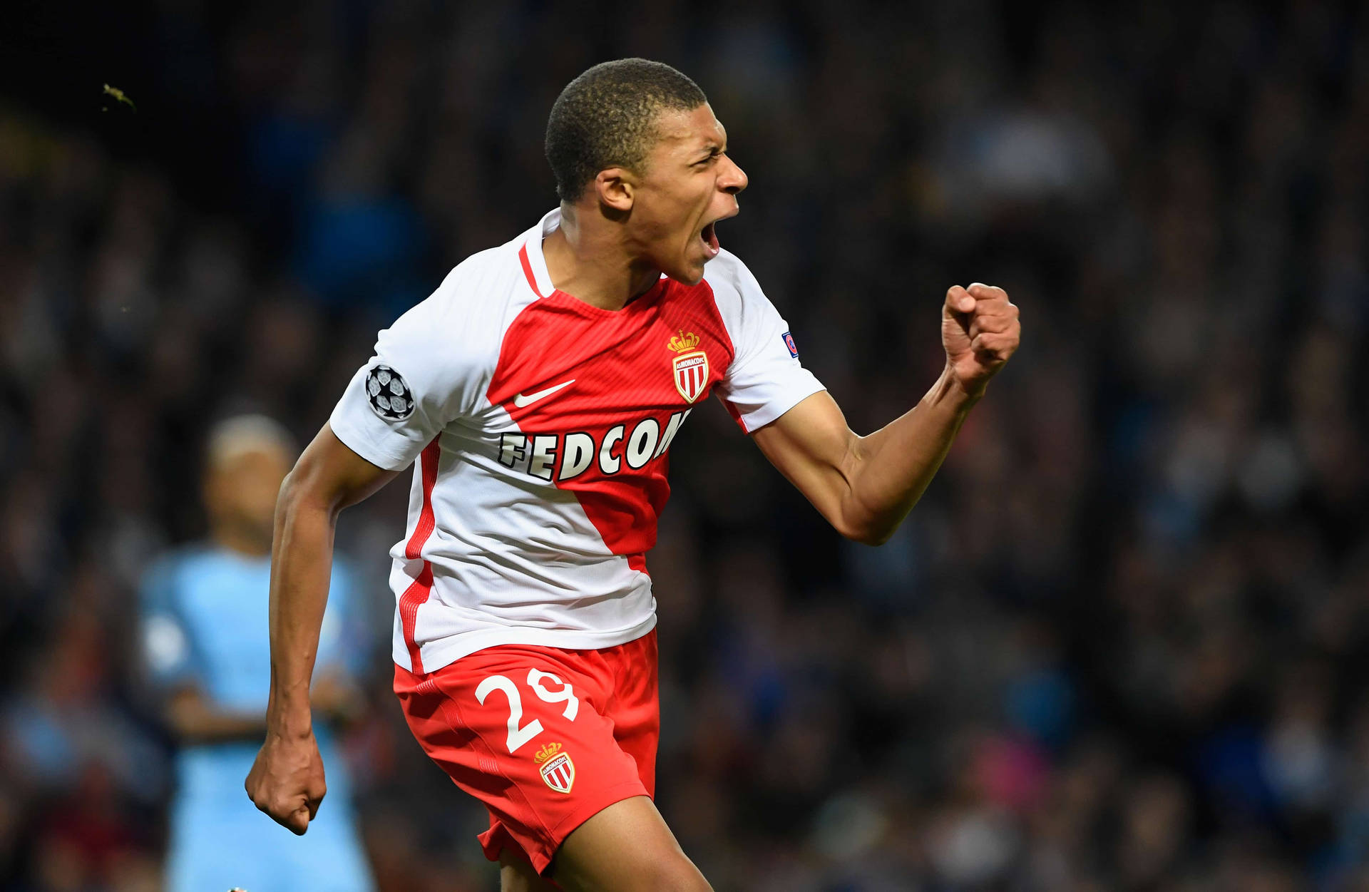 Kylian Mbappe Excited Fist Pump Wallpaper