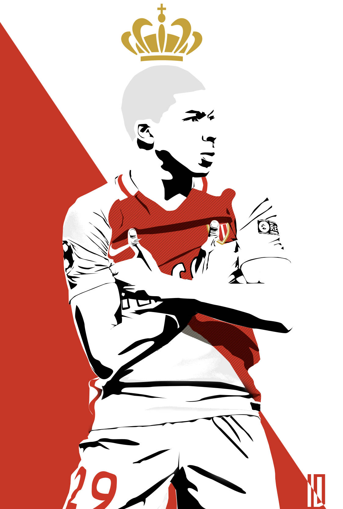 Kylian Mbappe Red And White Art