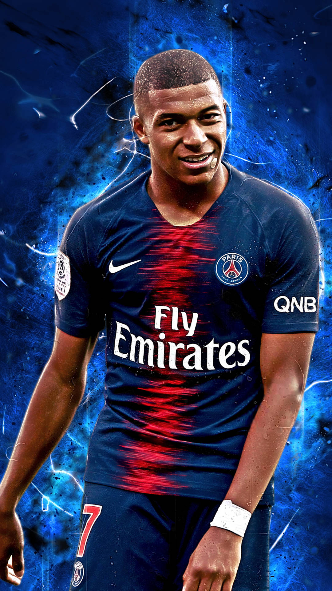 Kylian Mbappe With Blue Effects