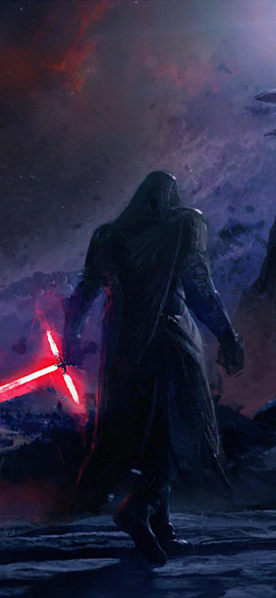 Supreme Leader Kylo Ren strikes an intimidating pose on the Supremacy Wallpaper