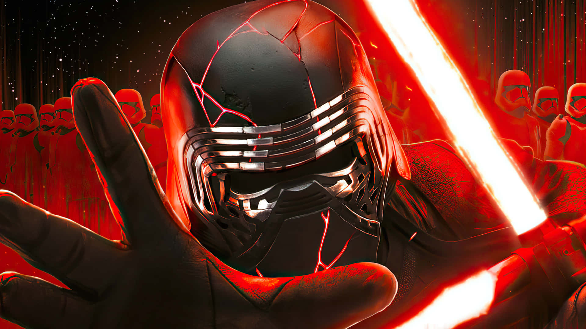 "Kylo Ren, a powerful and menacing presence in the Star Wars universe." Wallpaper