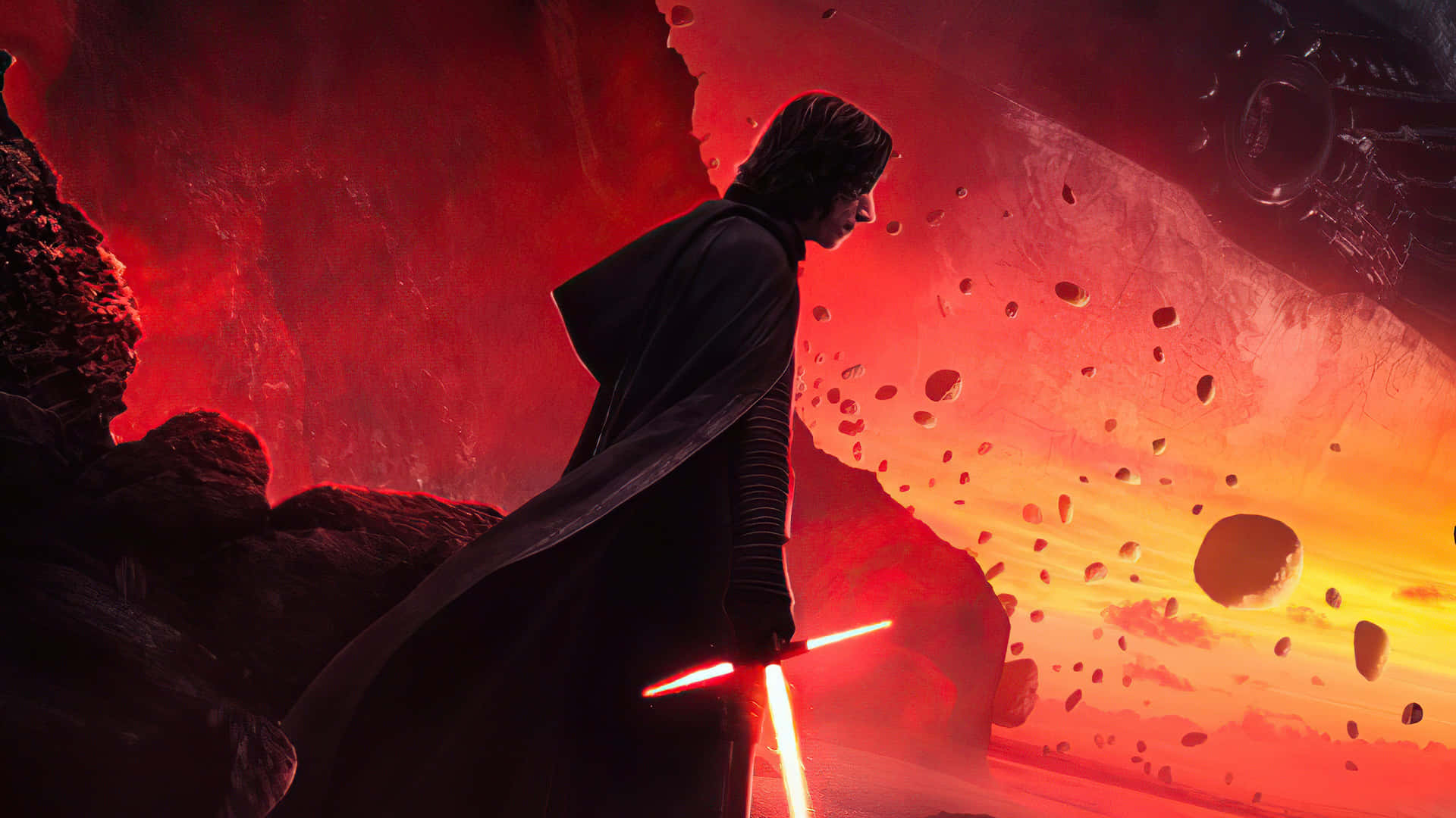 The dark figure of Kylo Ren in Star Wars: The Last Jedi Wallpaper