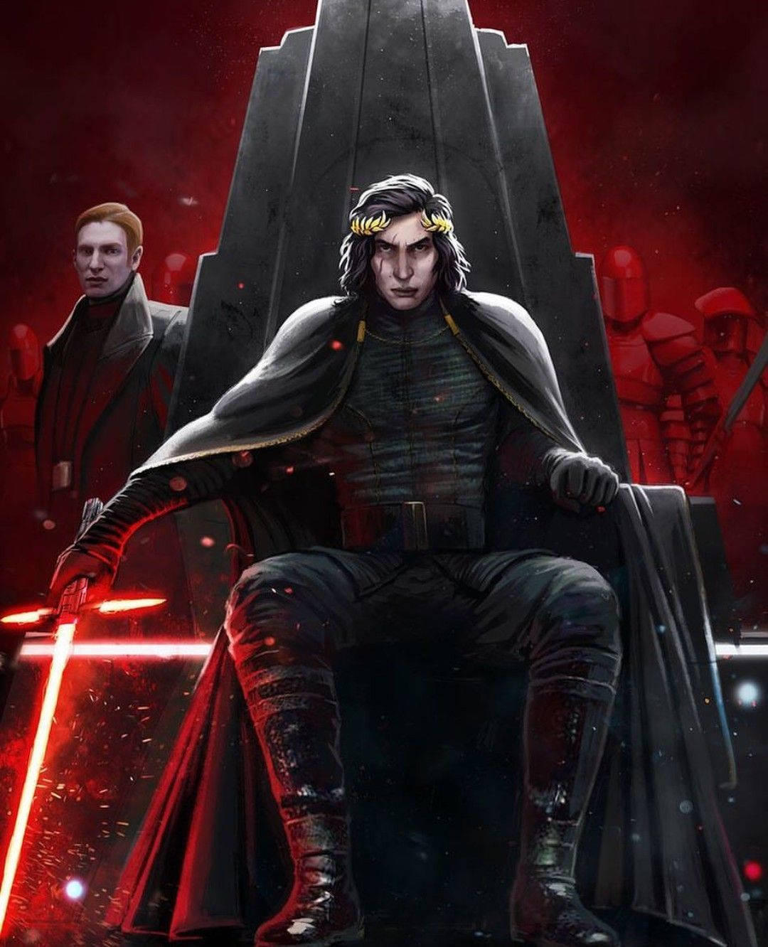 Kylo Ren stares off into space in the throne room Wallpaper