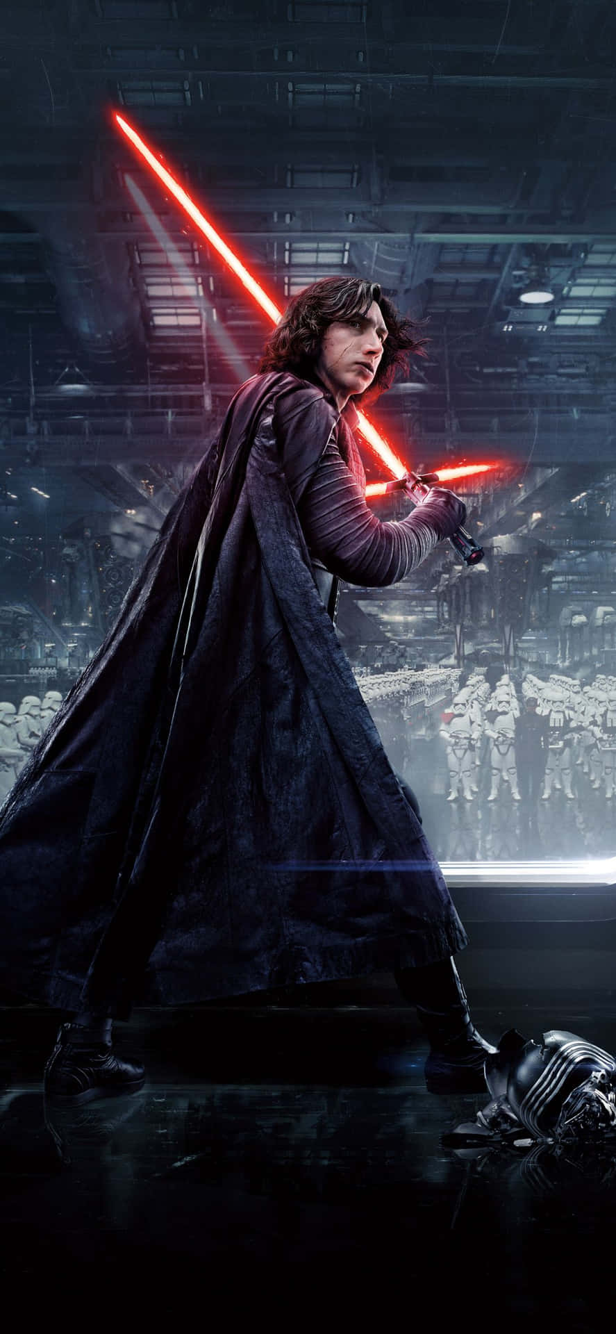 Image  Kylo Ren by the Light of his Iphone Wallpaper