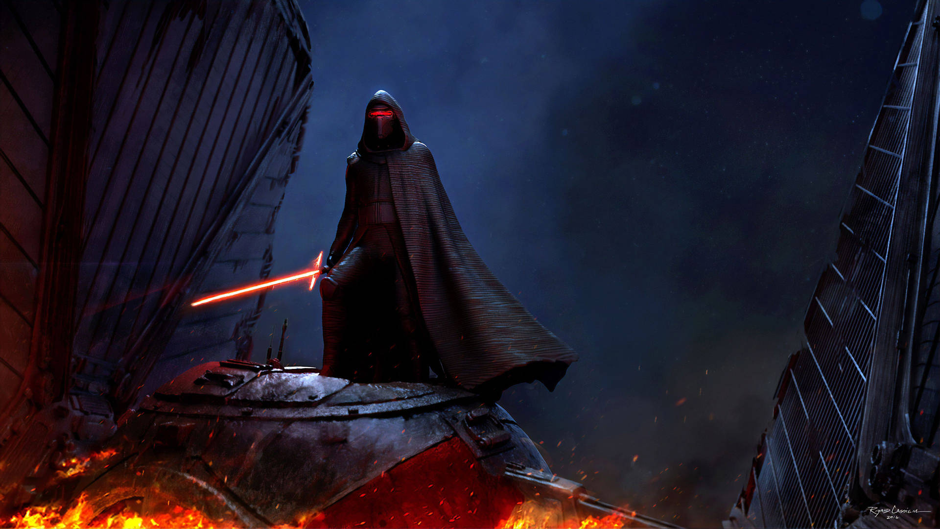 All the power of the Dark Side lies in the hands of Kylo Ren Wallpaper