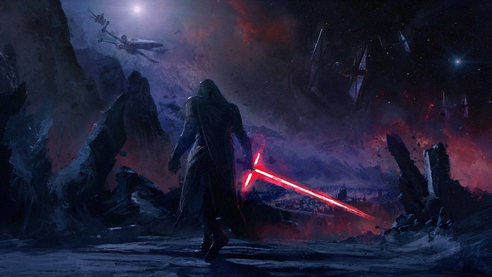 Kylo Ren Tales Of The Jedi Red Lightsaber Wallpaper