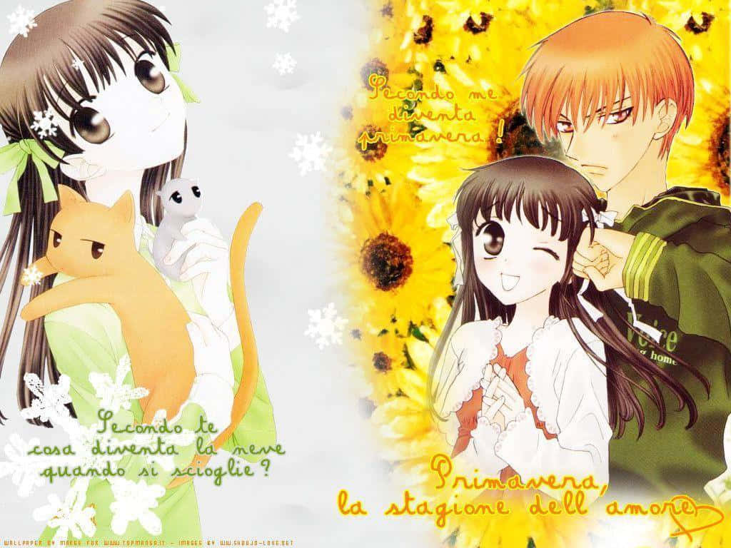 Kyo og Tohru Frugtkurv Anime Fan Art Tapet: Perfekt til fans af Frugtkurv Anime Wallpaper