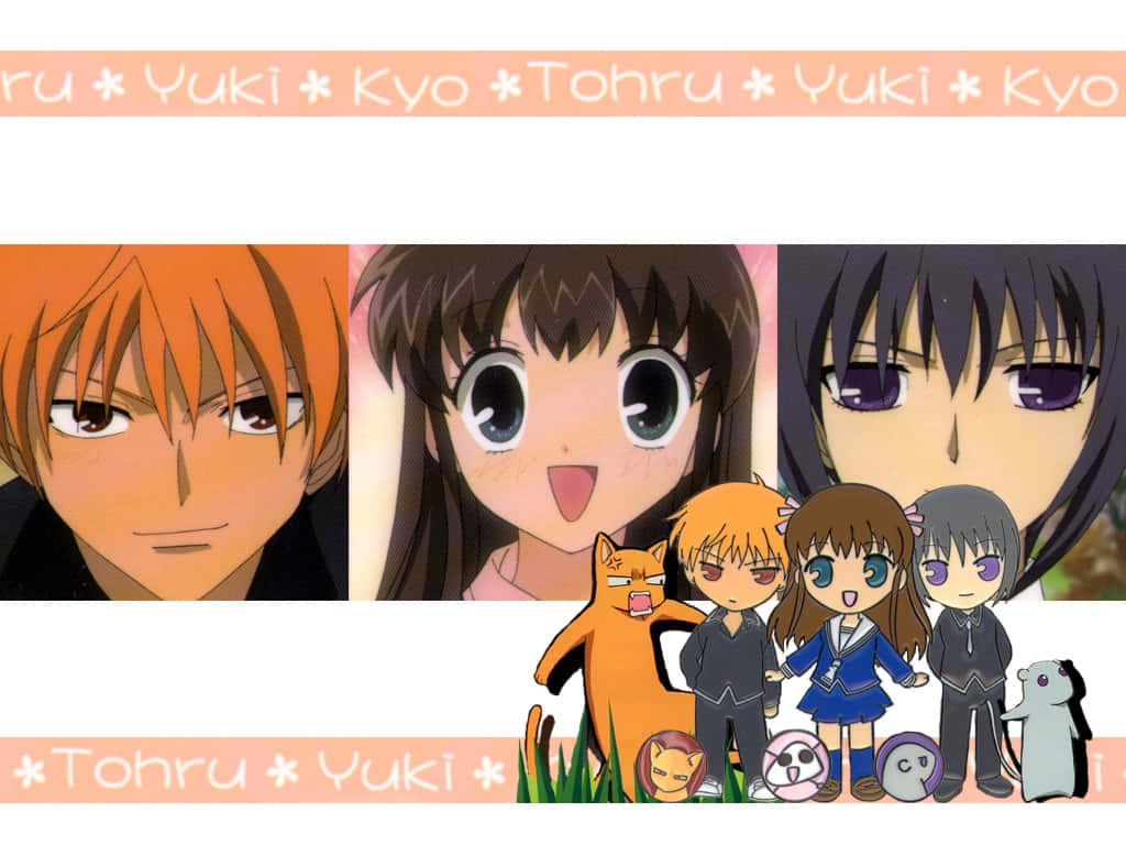 Kyo Tohru And Yuki Chibi Art Fruits Basket Anime Background