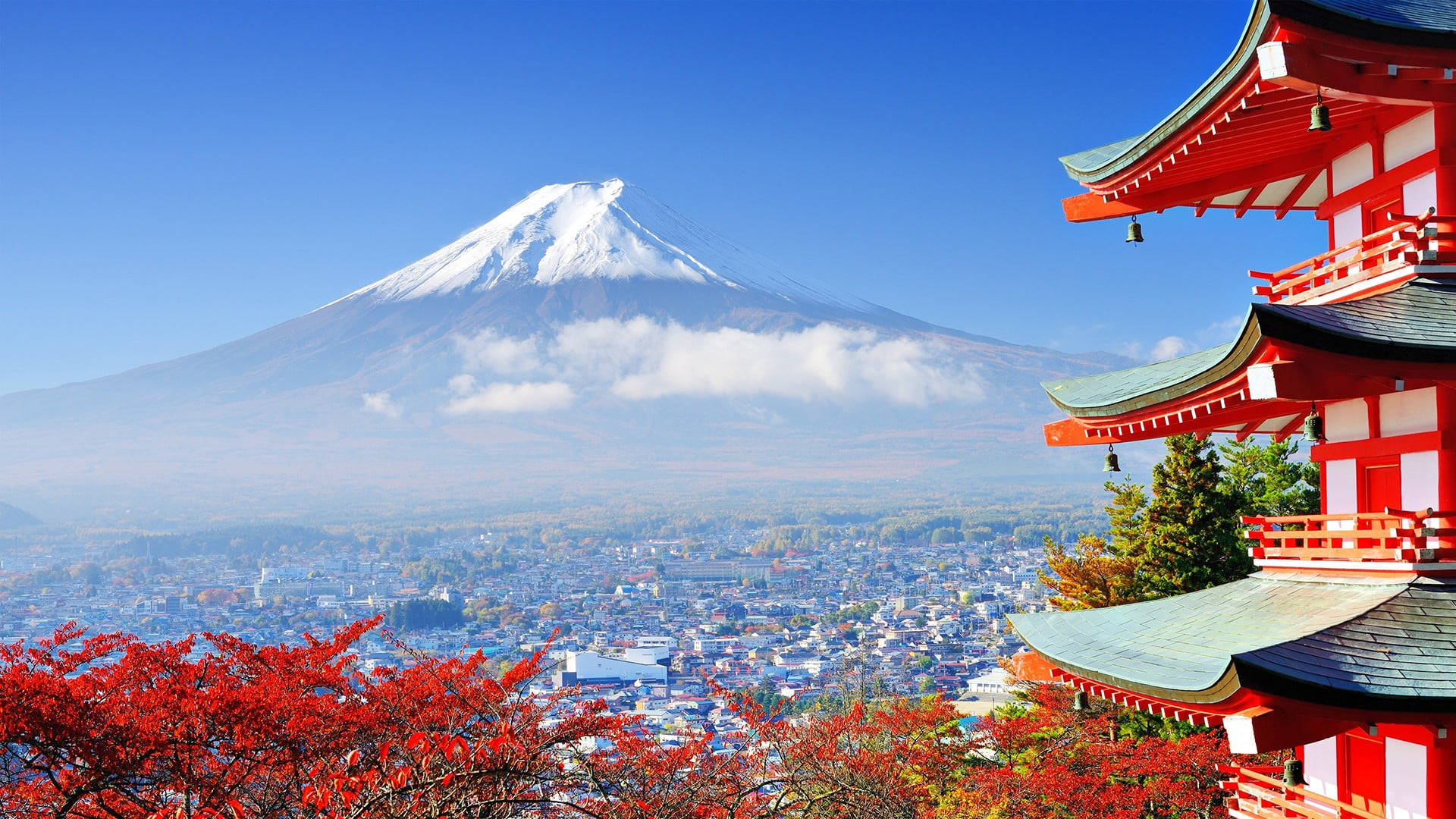 Vistade Kyoto Y El Monte Fuji Fondo de pantalla