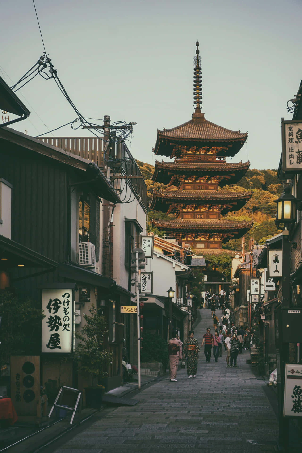 Kyoto Streetwith Pagoda View Wallpaper