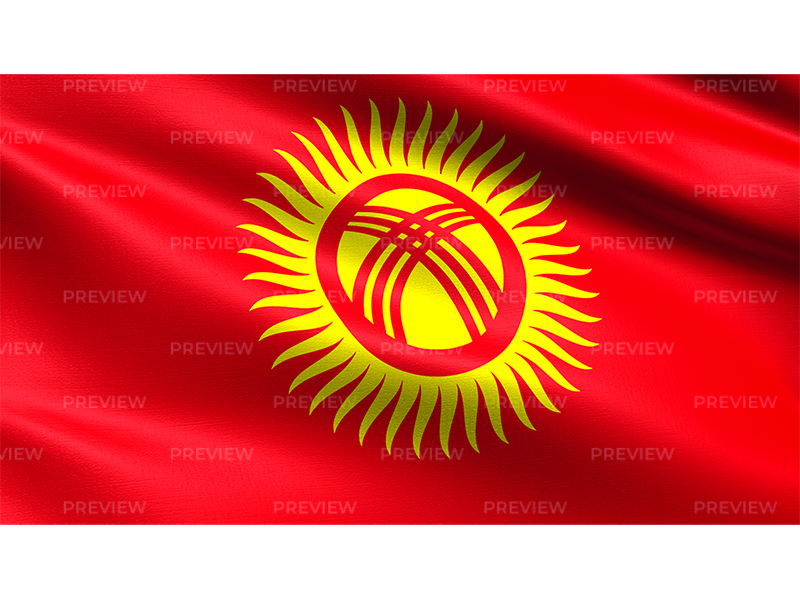 Kyrgyzstan National Flag Waving PNG