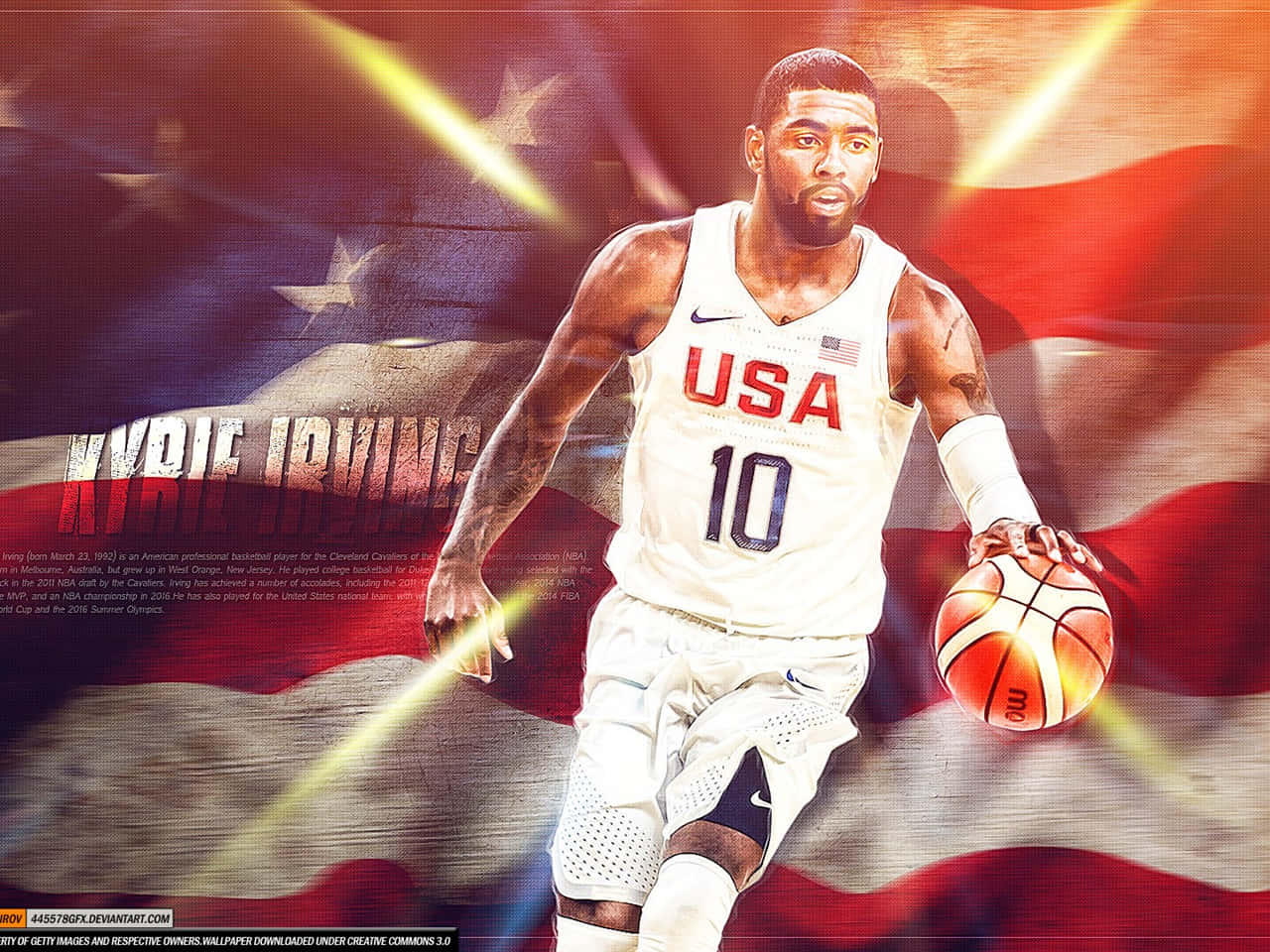 Kyrie Irving looking cool on the basketball court Wallpaper