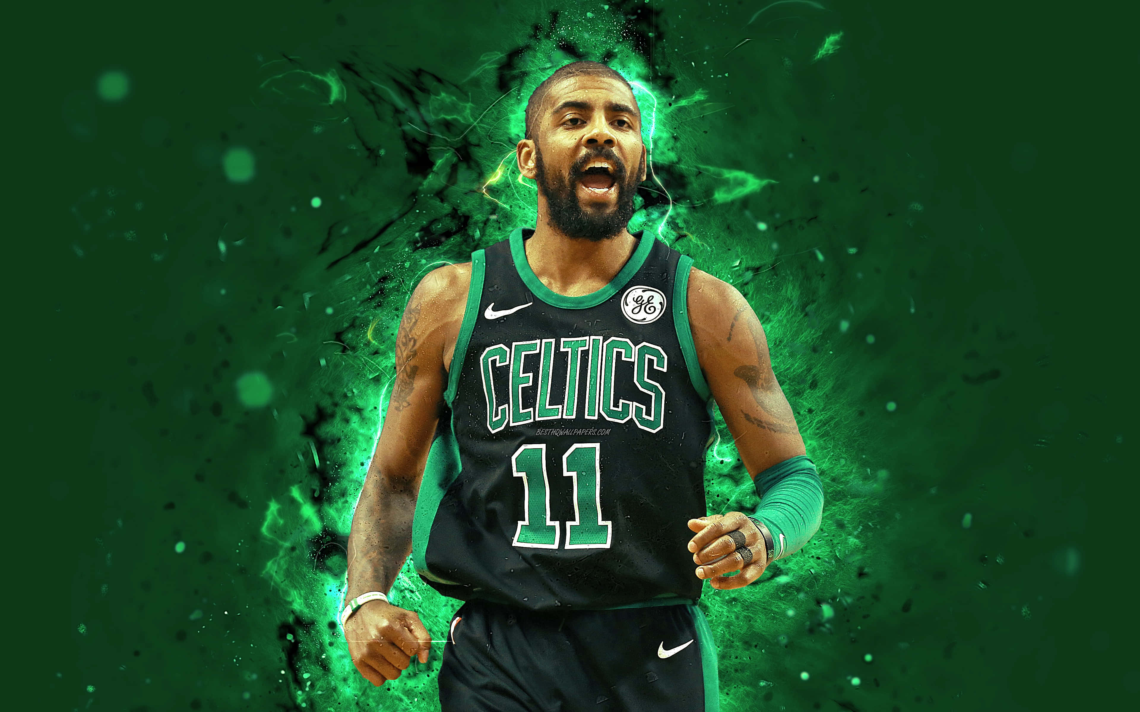 Kyrie Irving showing off his cool side in the latest basketball game Wallpaper