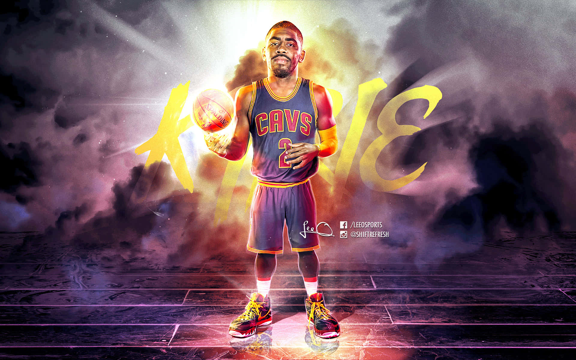 Kyrie Irving looking cool as he dribbles down the court Wallpaper