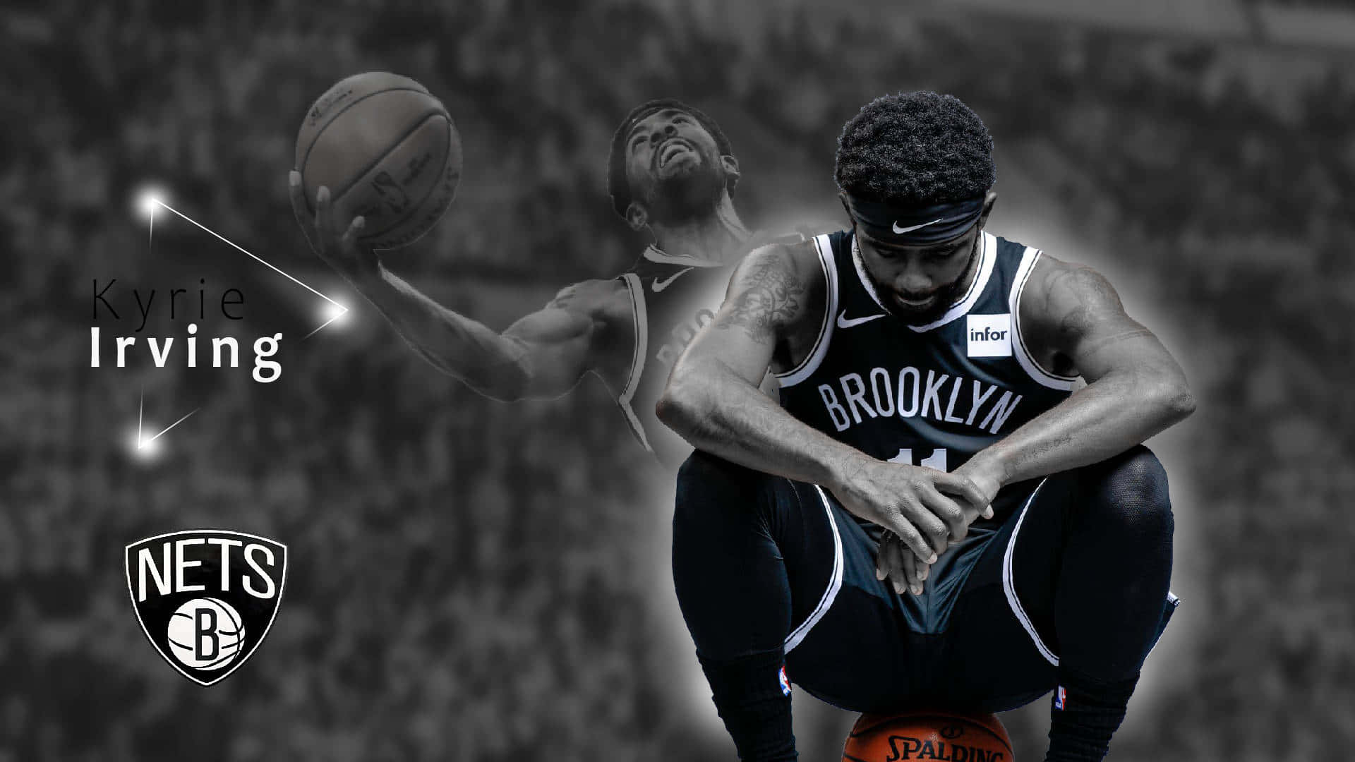 Kyrie Irving excels on the basketball court representing the Brooklyn Nets Wallpaper