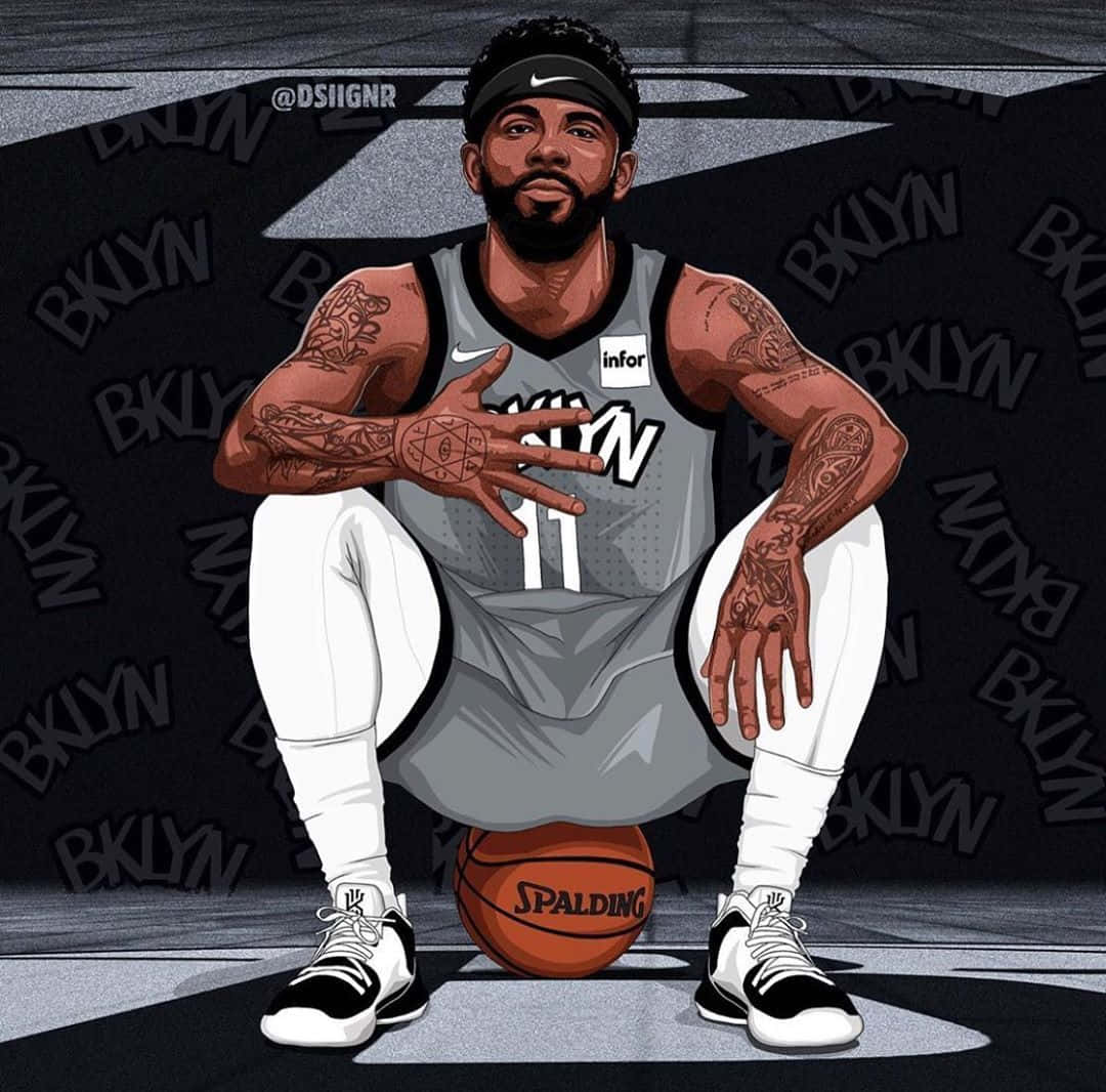 Kyrie Irving showing off his skills on the basketball court as a member of the Brooklyn Nets. Wallpaper