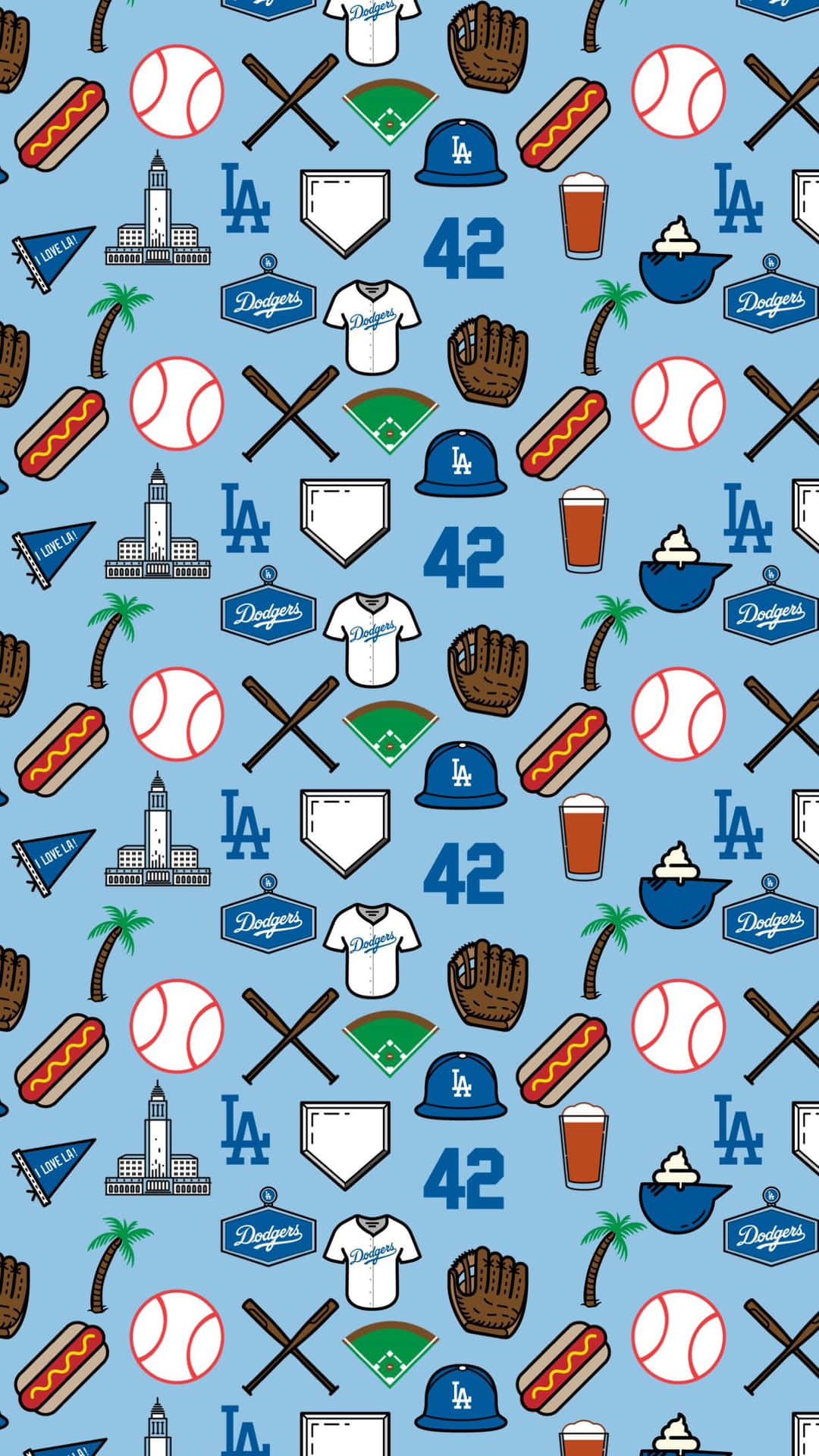 L A Dodgers Baseball Pattern Wallpaper Wallpaper