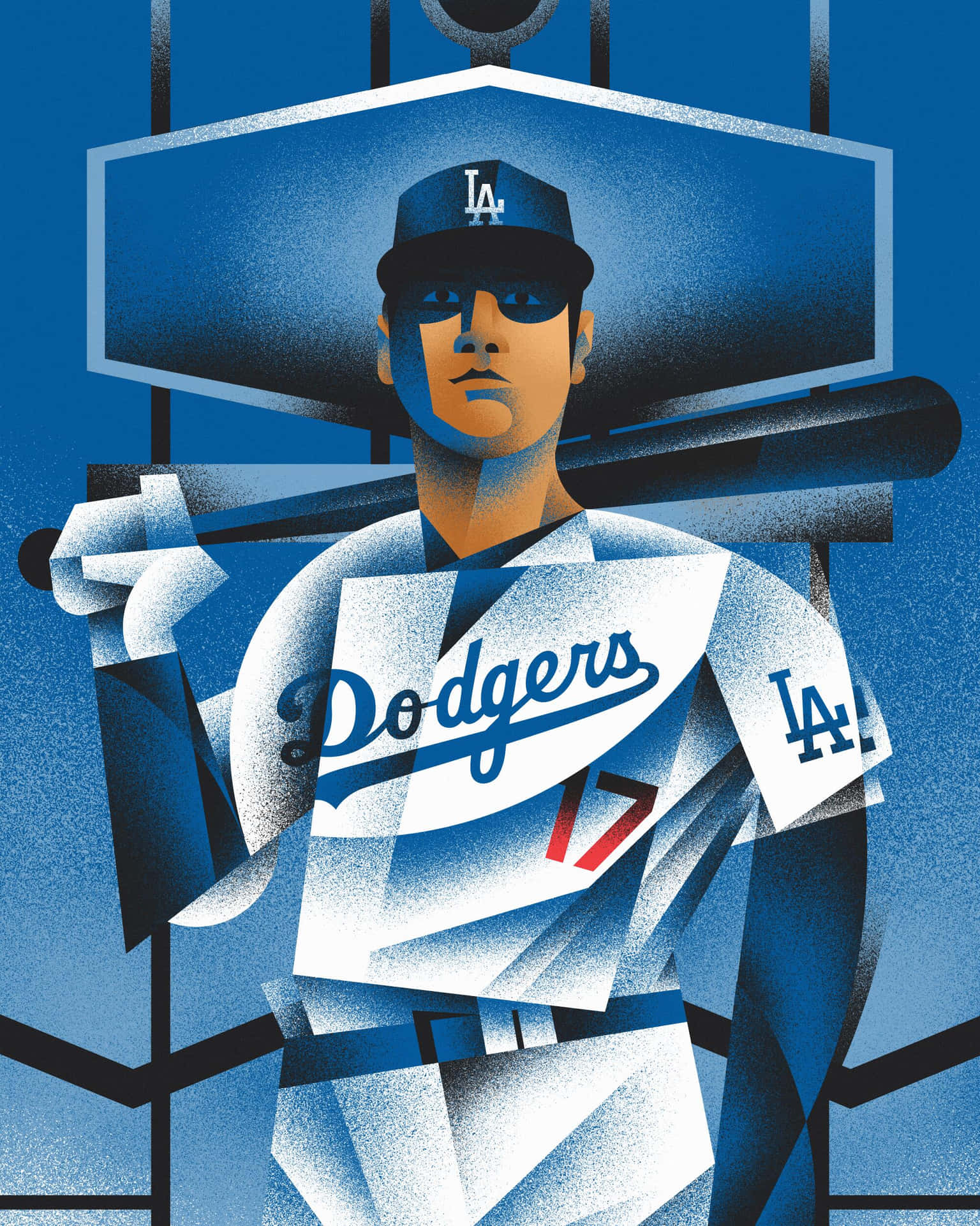 L A Dodgers Honkbalspeler Illustratie Achtergrond