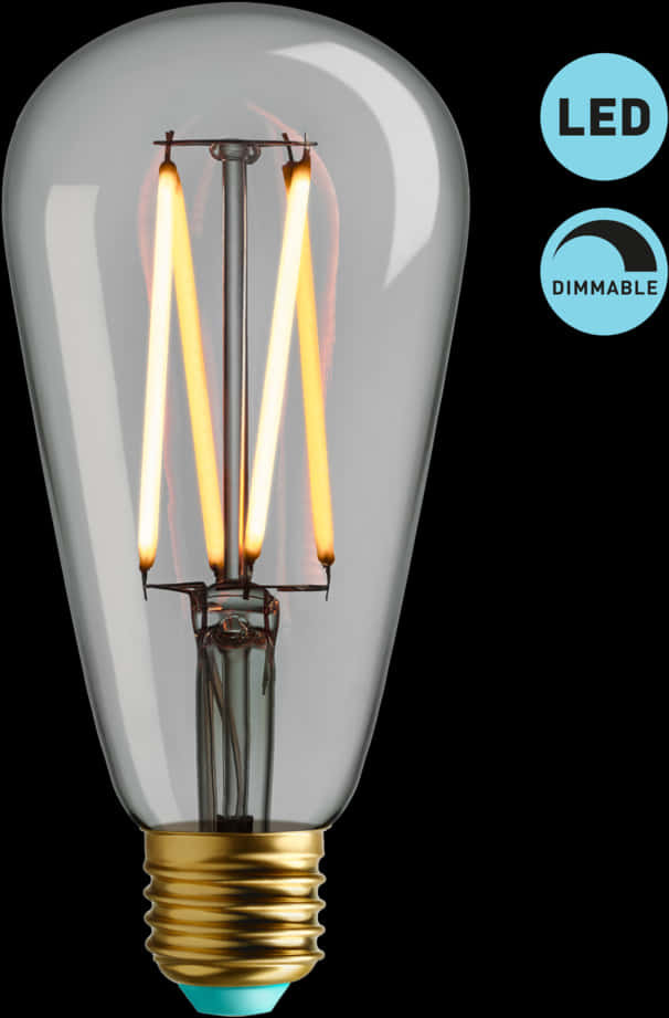 L E D Filament Light Bulb Dimmable PNG
