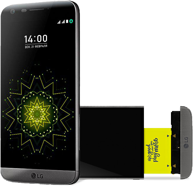 L G Smartphone With Detachable Parts PNG