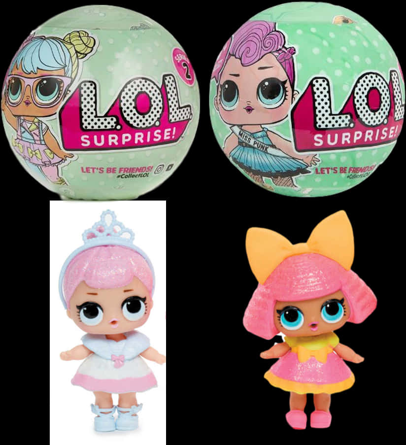 L O L Surprise Dolls Packagingand Figures PNG