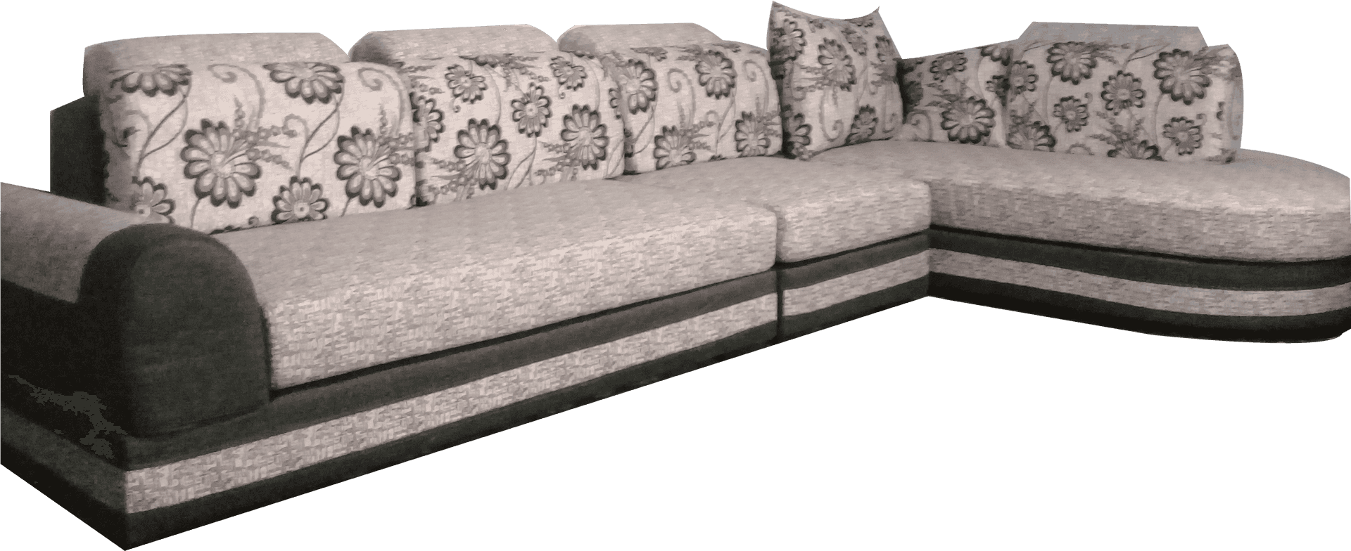 L Shaped Floral Sofa.png PNG