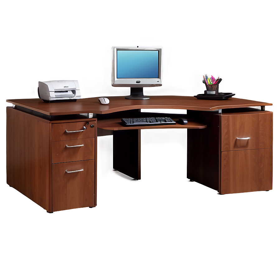 L-shaped Office Desk Png 06262024 PNG