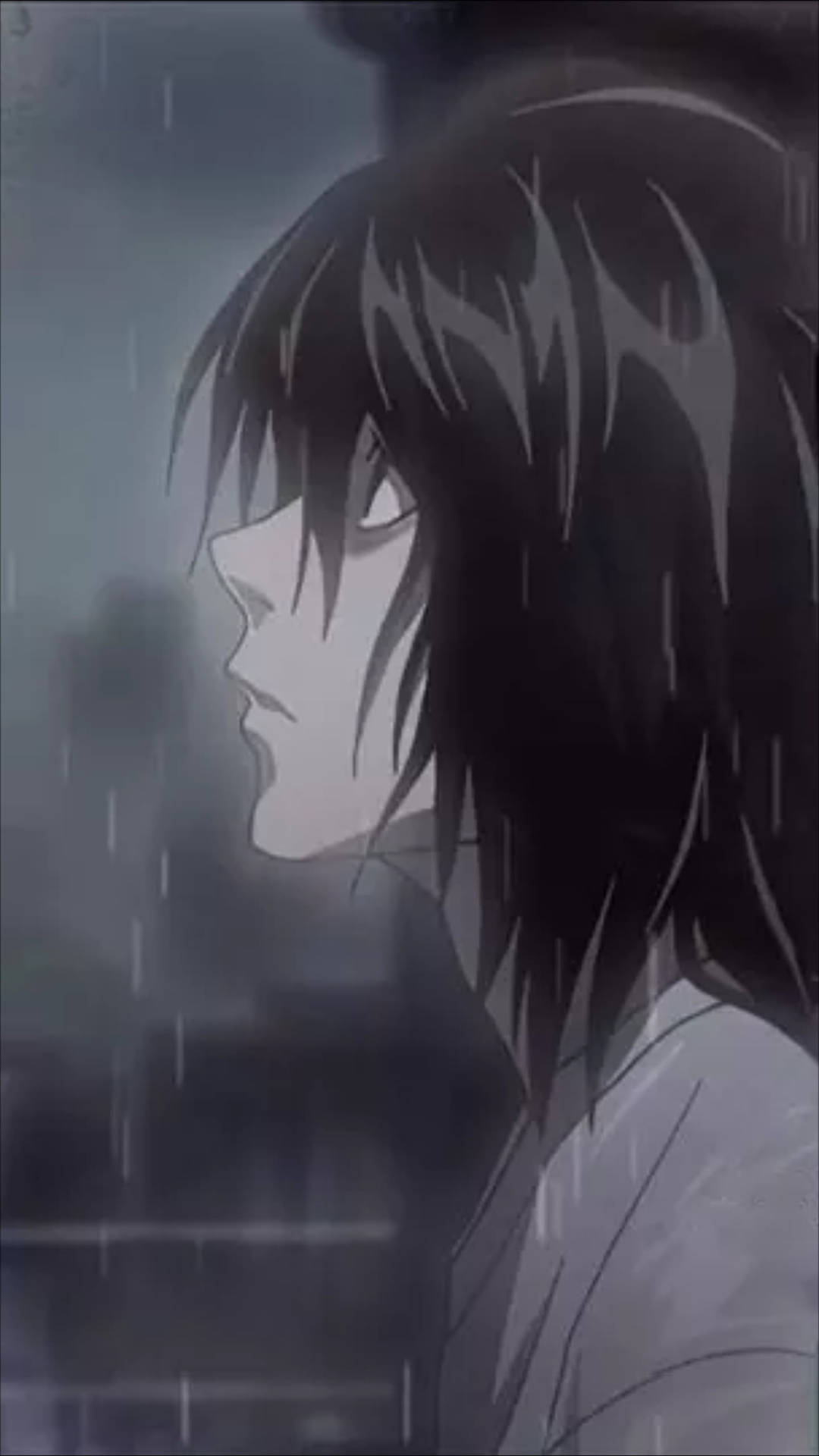 L Watching The Rain Death Note Phone Wallpaper