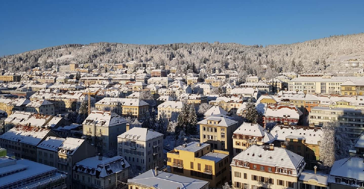 La Chaux De Fonds Winter Panorama Achtergrond