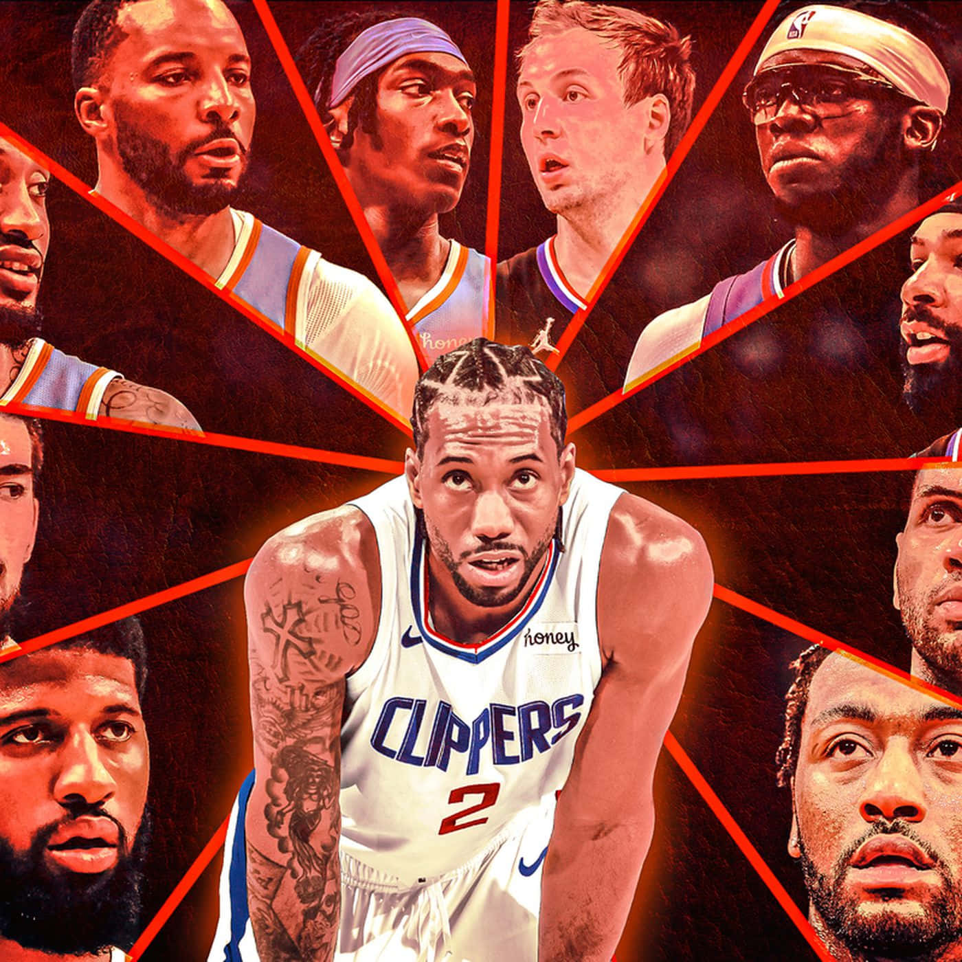 Download LA Clippers Star Player Kawhi Leonard And Various NBA Athletes  Wallpaper