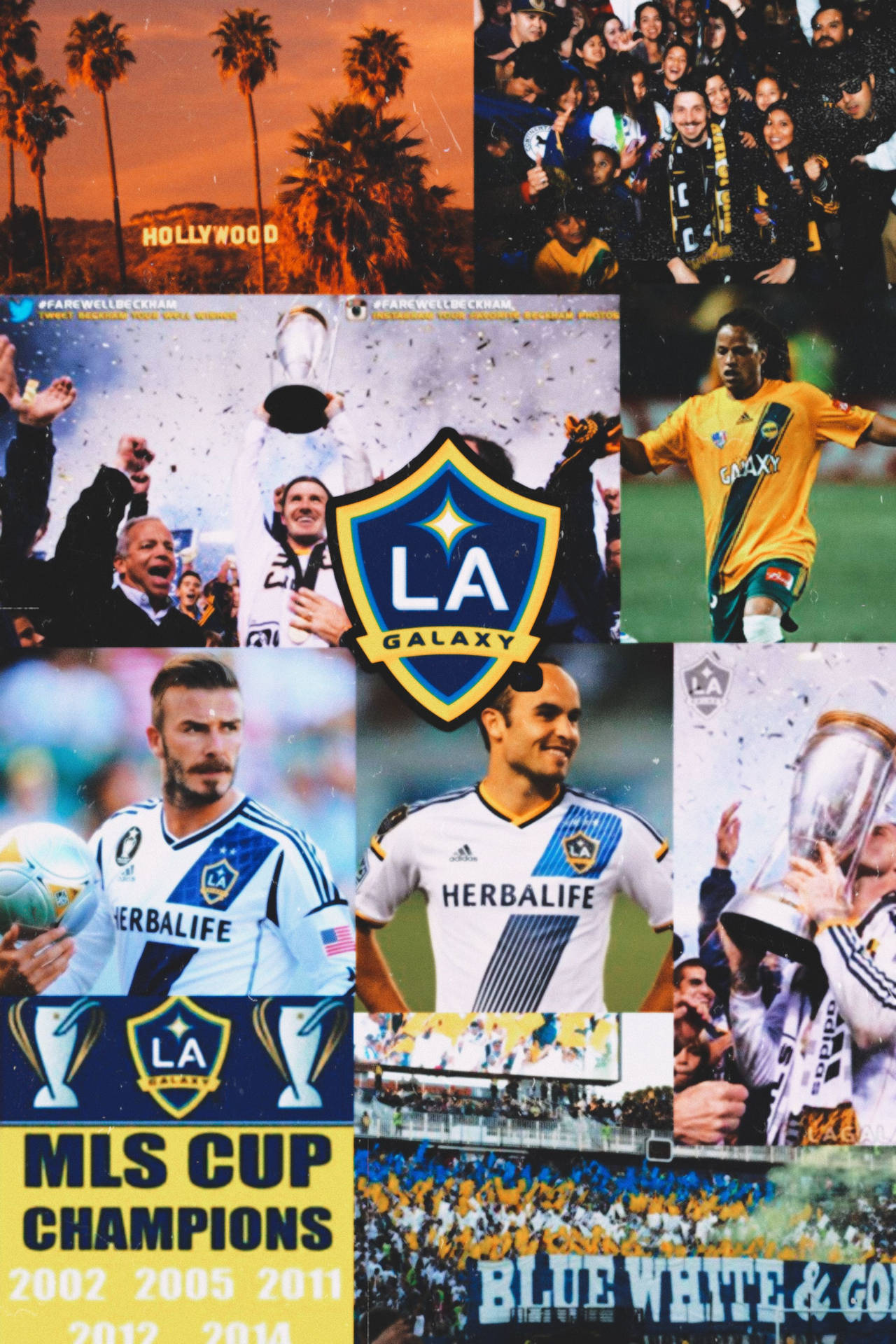 LA Galaxy Soccer Club Photo Collage Wallpaper