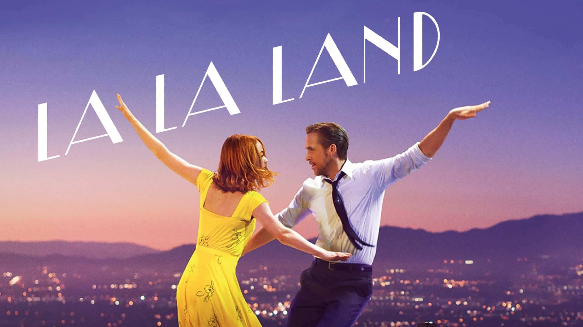 Download La La Land - A Couple Dancing In The Sky Wallpaper | Wallpapers.Com